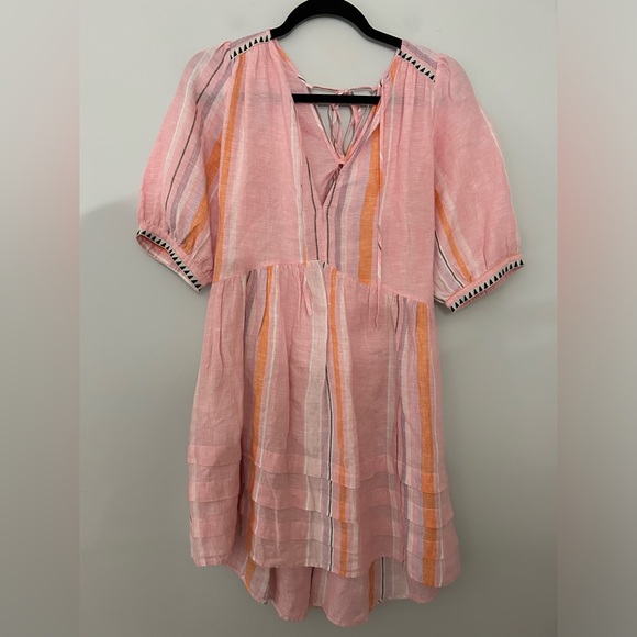 LEMLEM x HM Pink Orange Striped Linen Mini Dress - Picture 3 of 8
